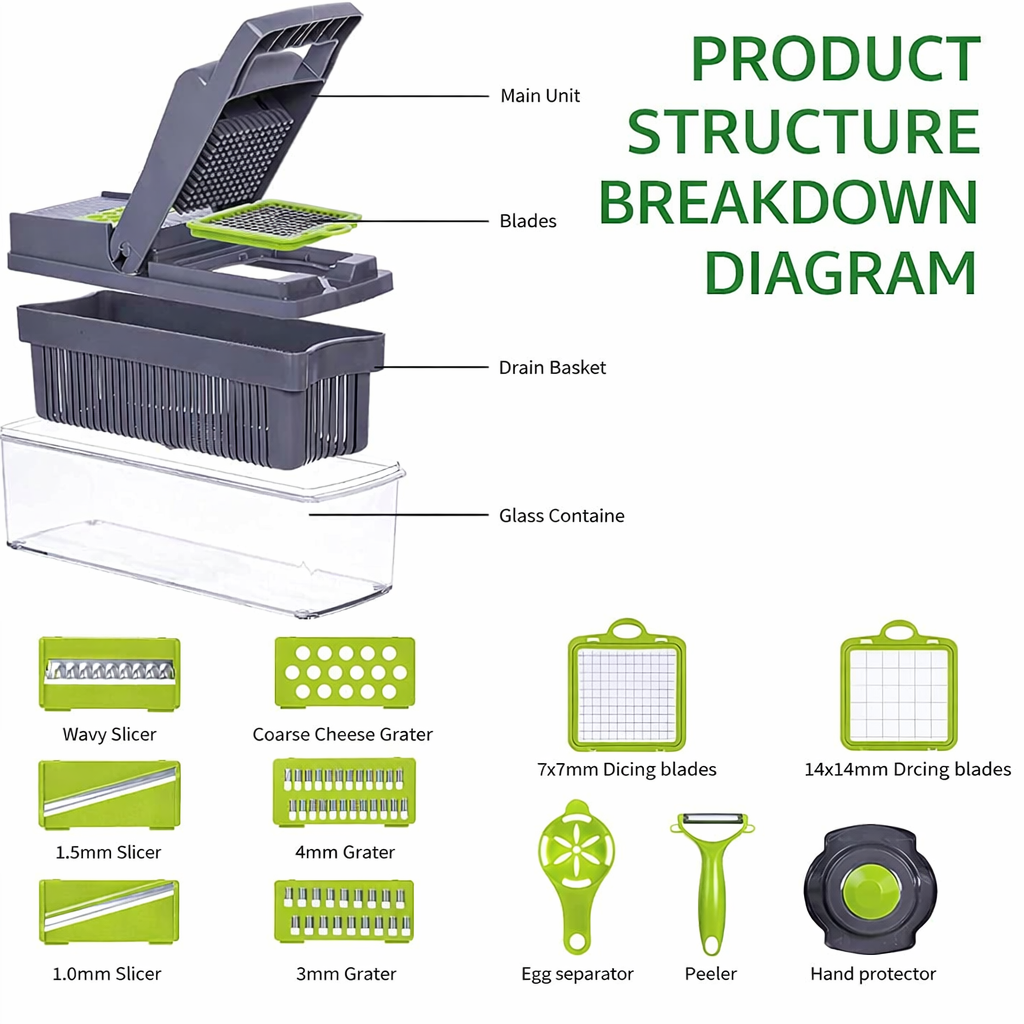 14-in-1 Kitchen Fruit & Vegetable Chopper